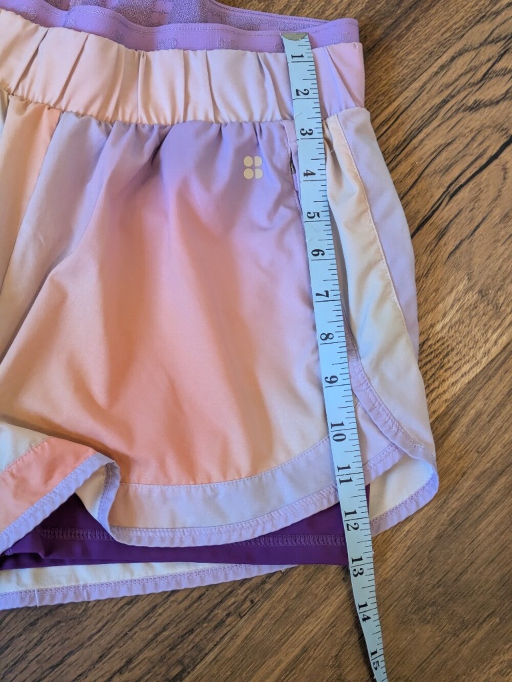Sweaty Betty On Your Marks 2-in-1 Running Shorts Ombre Pastel Sunset Large - Picture 7 of 8